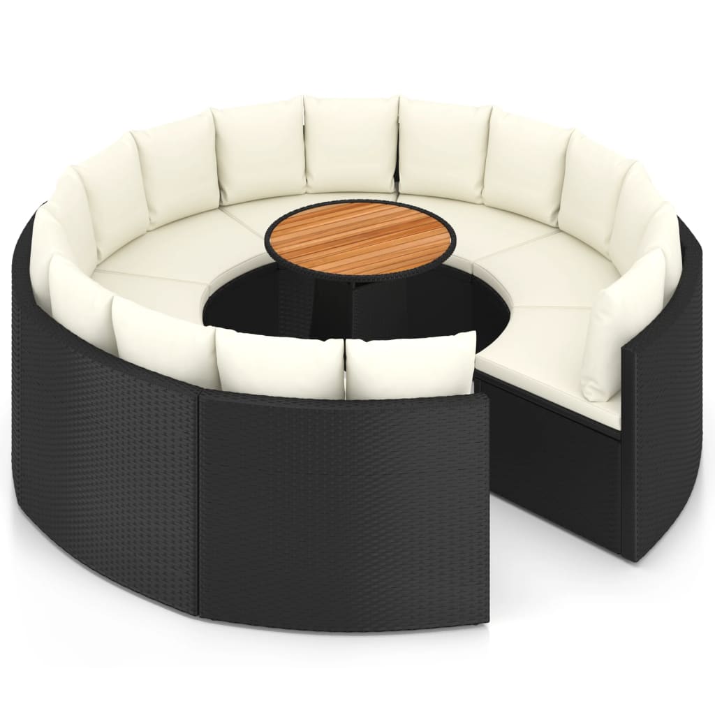 sofasæt til haven 9 dele med hynder polyrattan sort