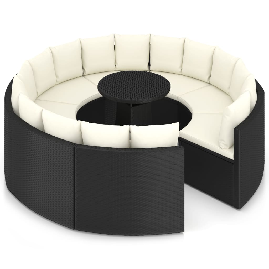 sofasæt til haven 9 dele med hynder polyrattan sort