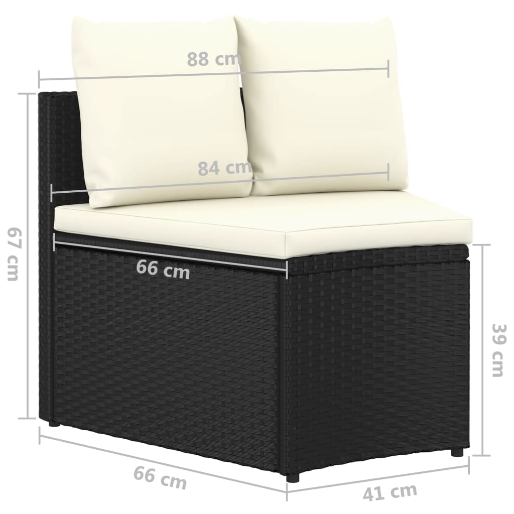 sofasæt til haven 9 dele med hynder polyrattan sort