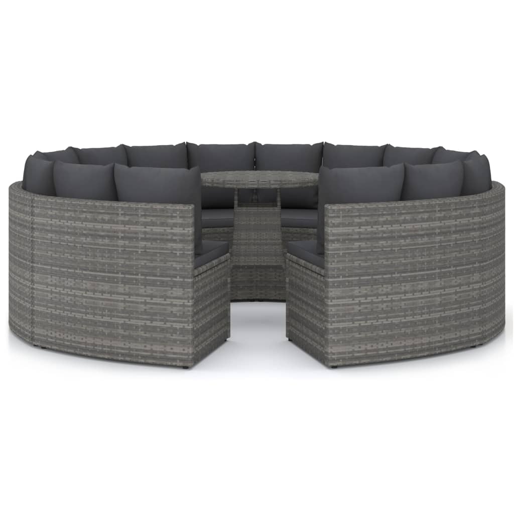 sofasæt til haven 9 dele med hynder polyrattan grå