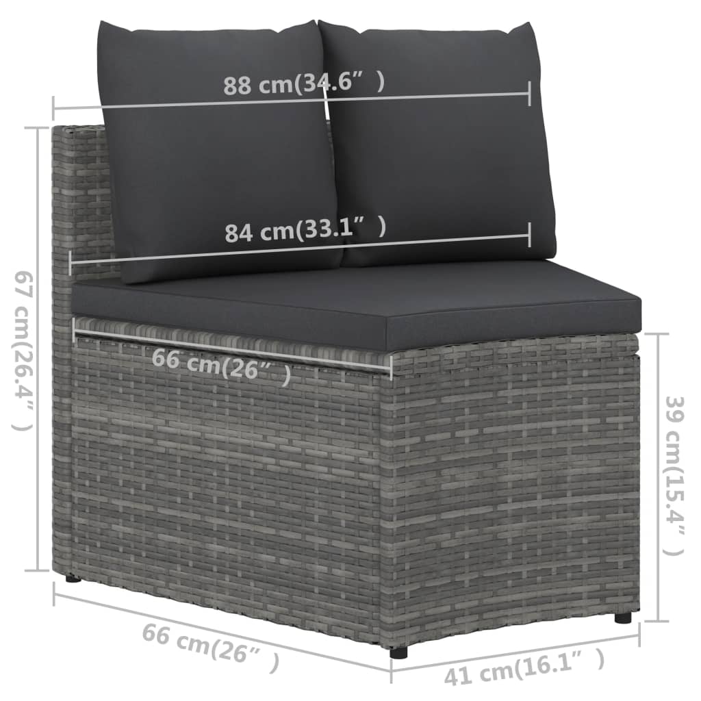 sofasæt til haven 9 dele med hynder polyrattan grå
