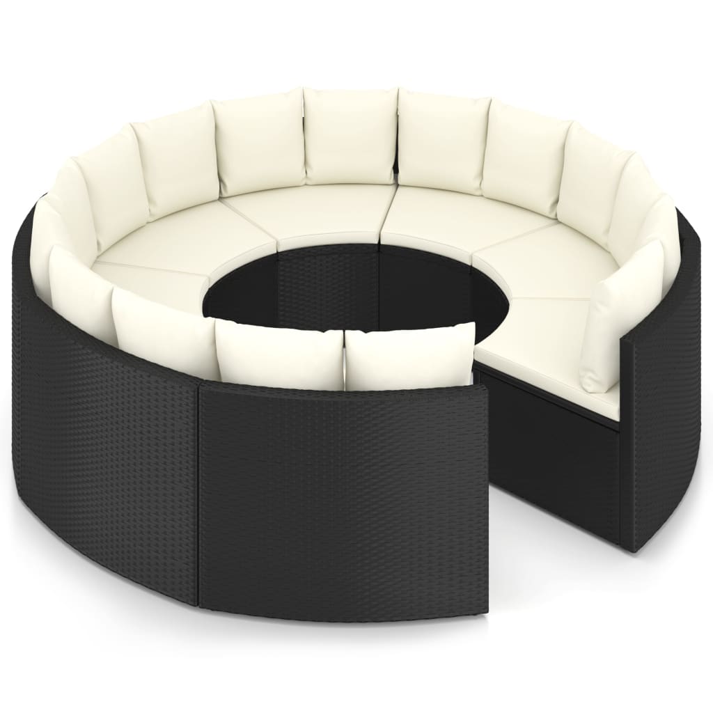 sofasæt til haven 8 dele med hynder polyrattan sort