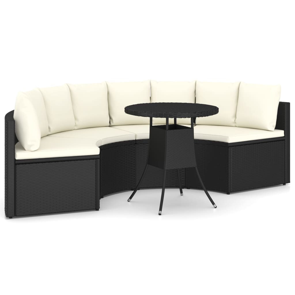 sofasæt til haven 5 dele med hynder polyrattan sort