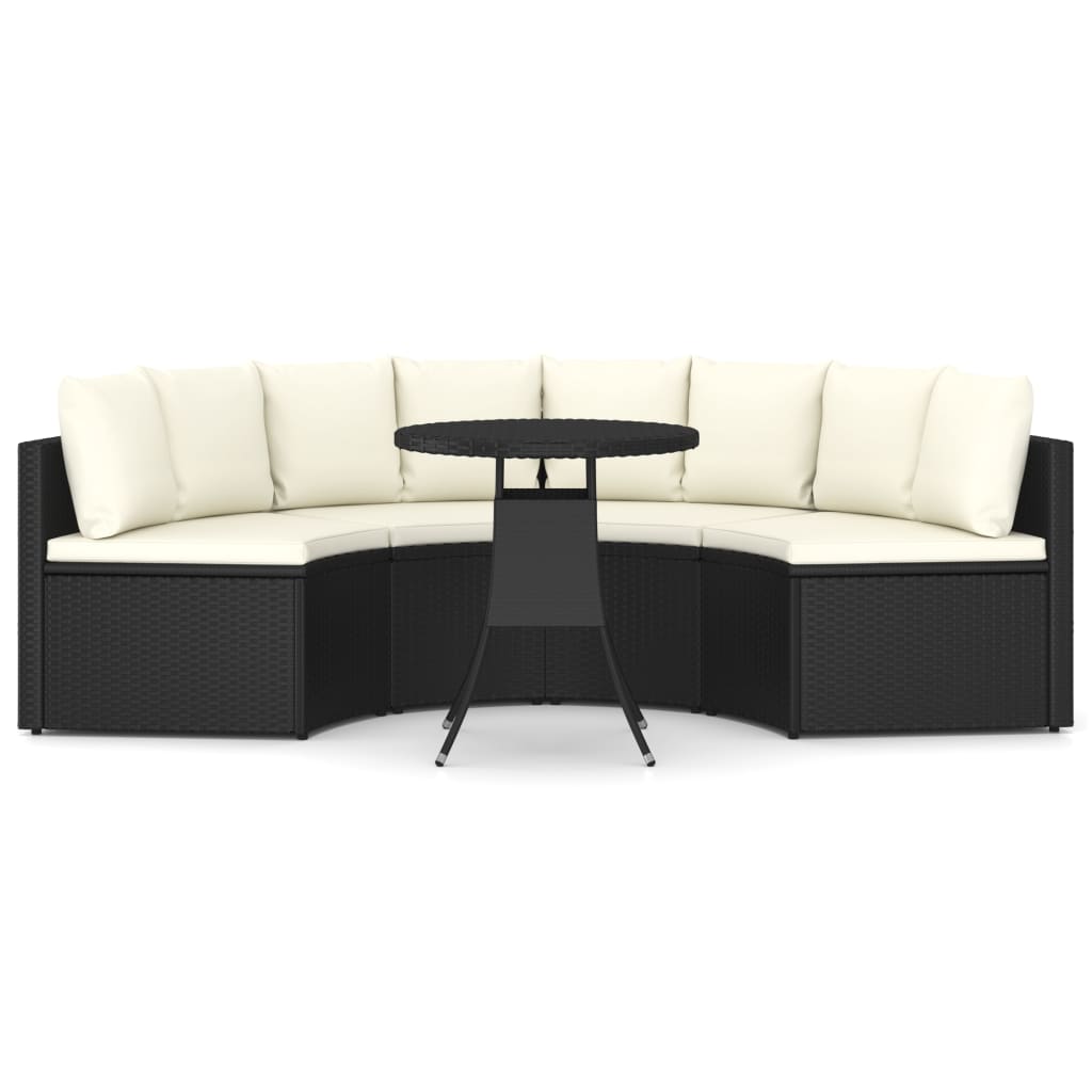 sofasæt til haven 5 dele med hynder polyrattan sort