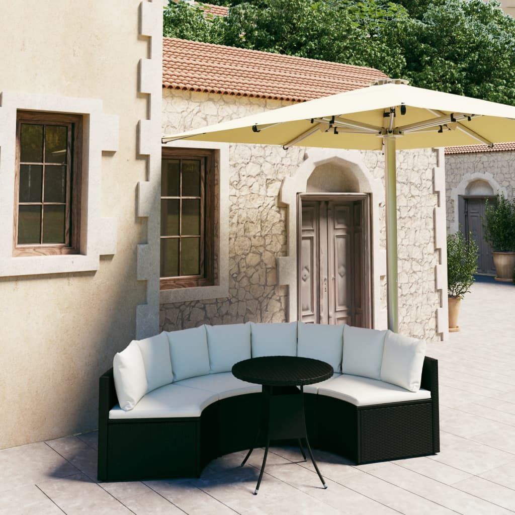 sofasæt til haven 5 dele med hynder polyrattan sort