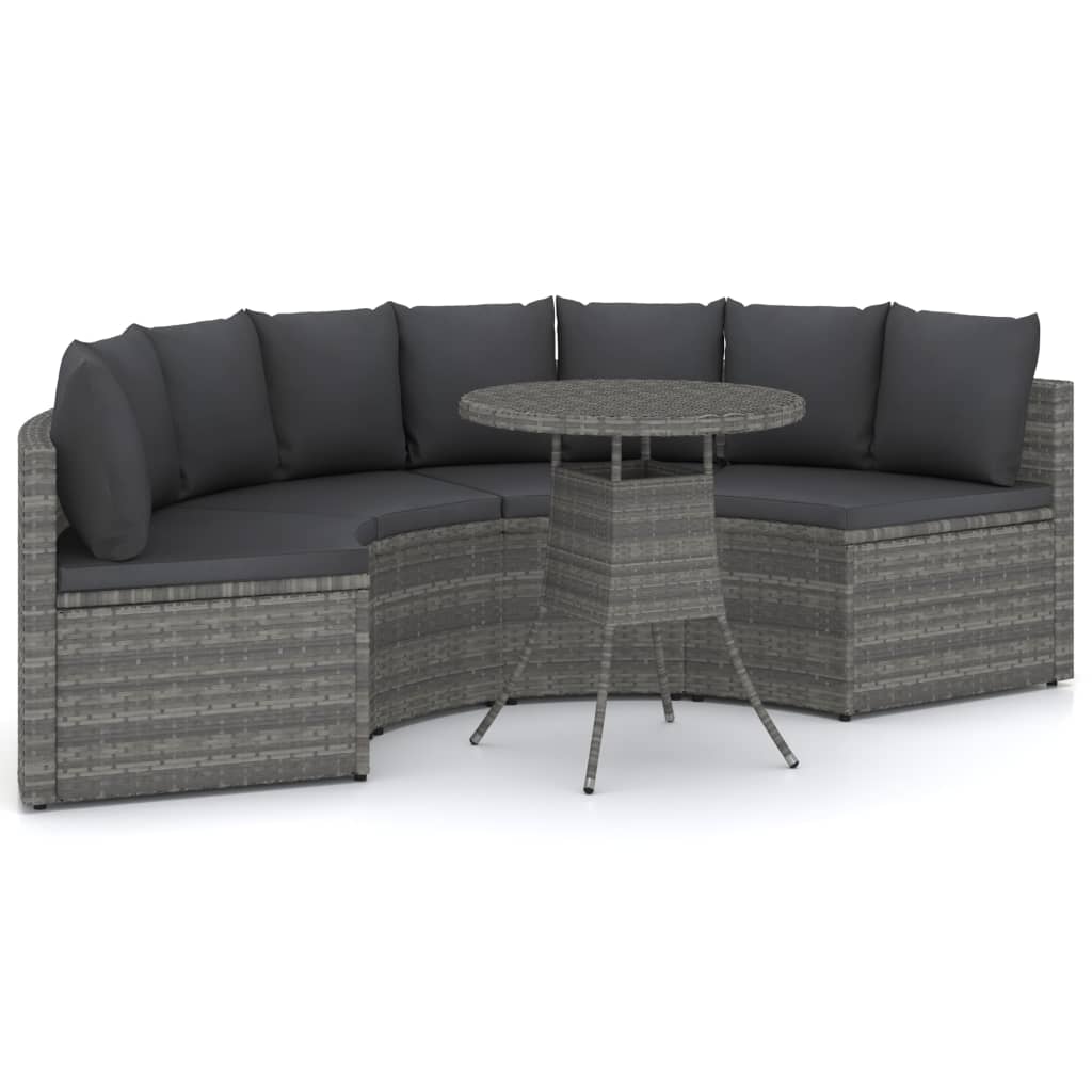 sofasæt til haven 5 dele med hynder polyrattan grå