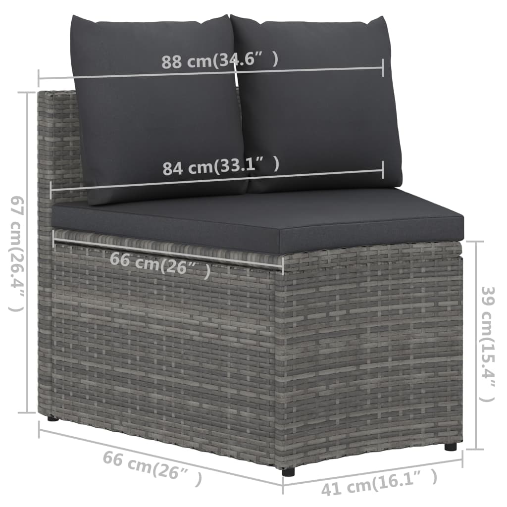 sofasæt til haven 5 dele med hynder polyrattan grå