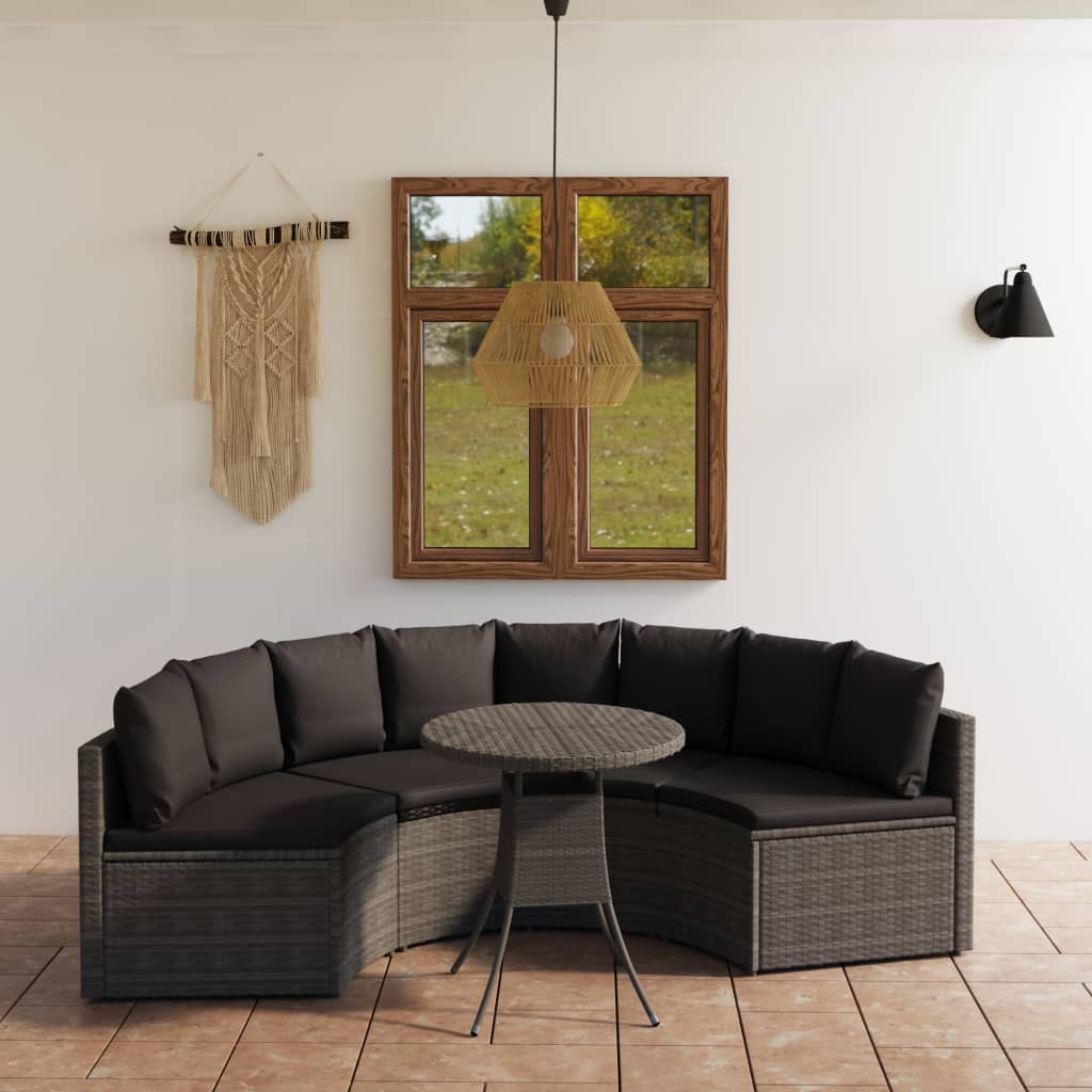 sofasæt til haven 5 dele med hynder polyrattan grå