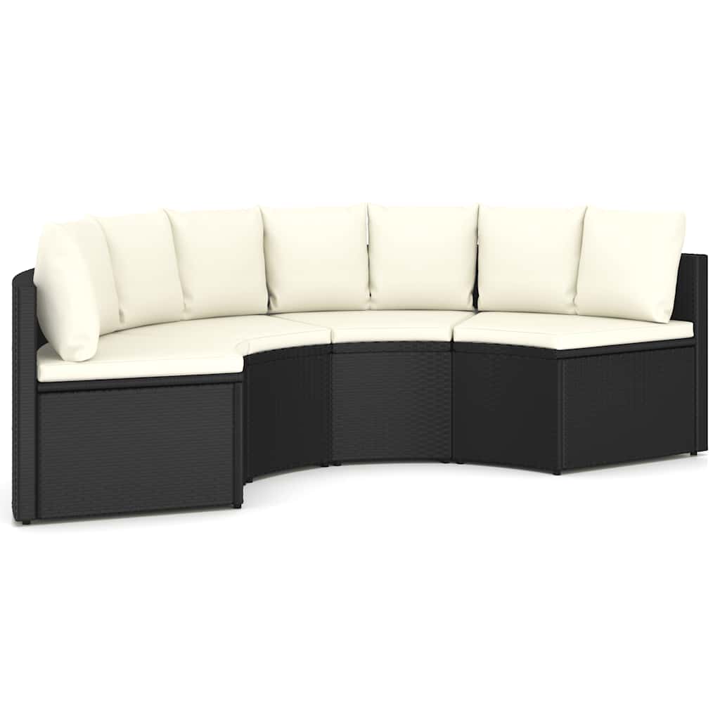sofasæt til haven 4 dele med hynder polyrattan sort