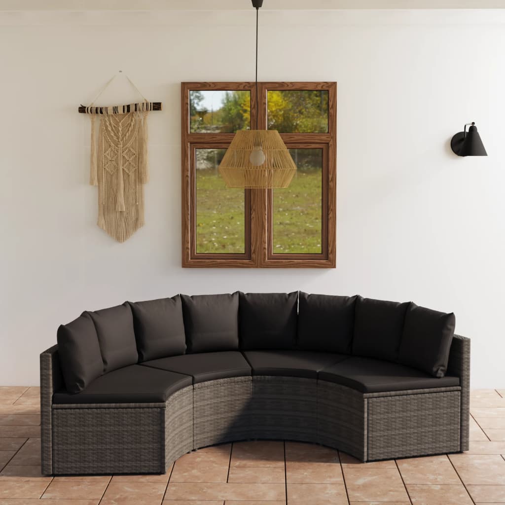 sofasæt til haven 4 dele med hynder polyrattan grå