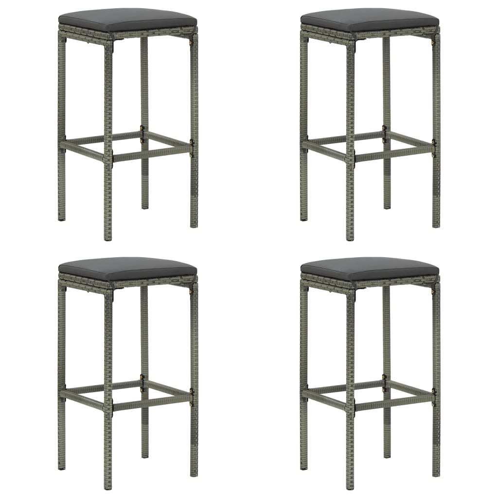 havebarsæt 5 dele med hynder polyrattan grå