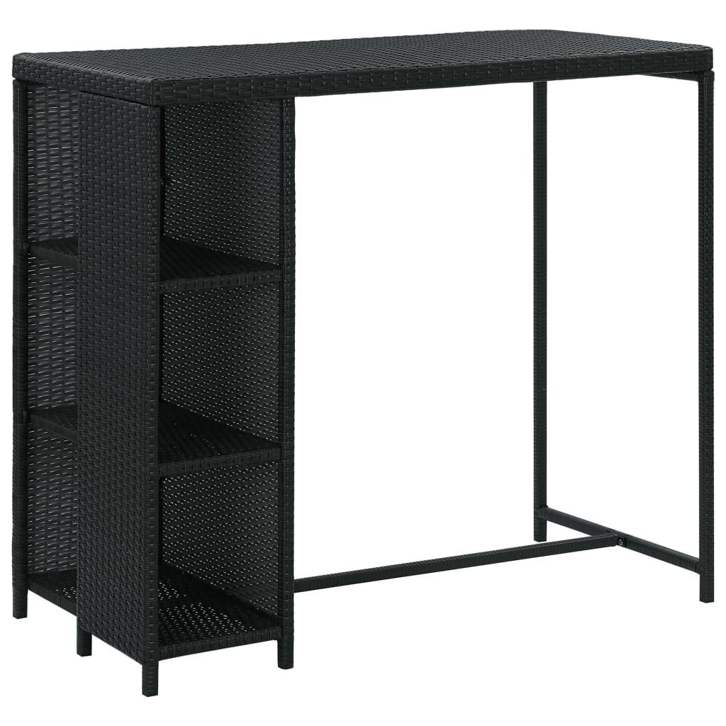havebarsæt 5 dele med hynder polyrattan sort