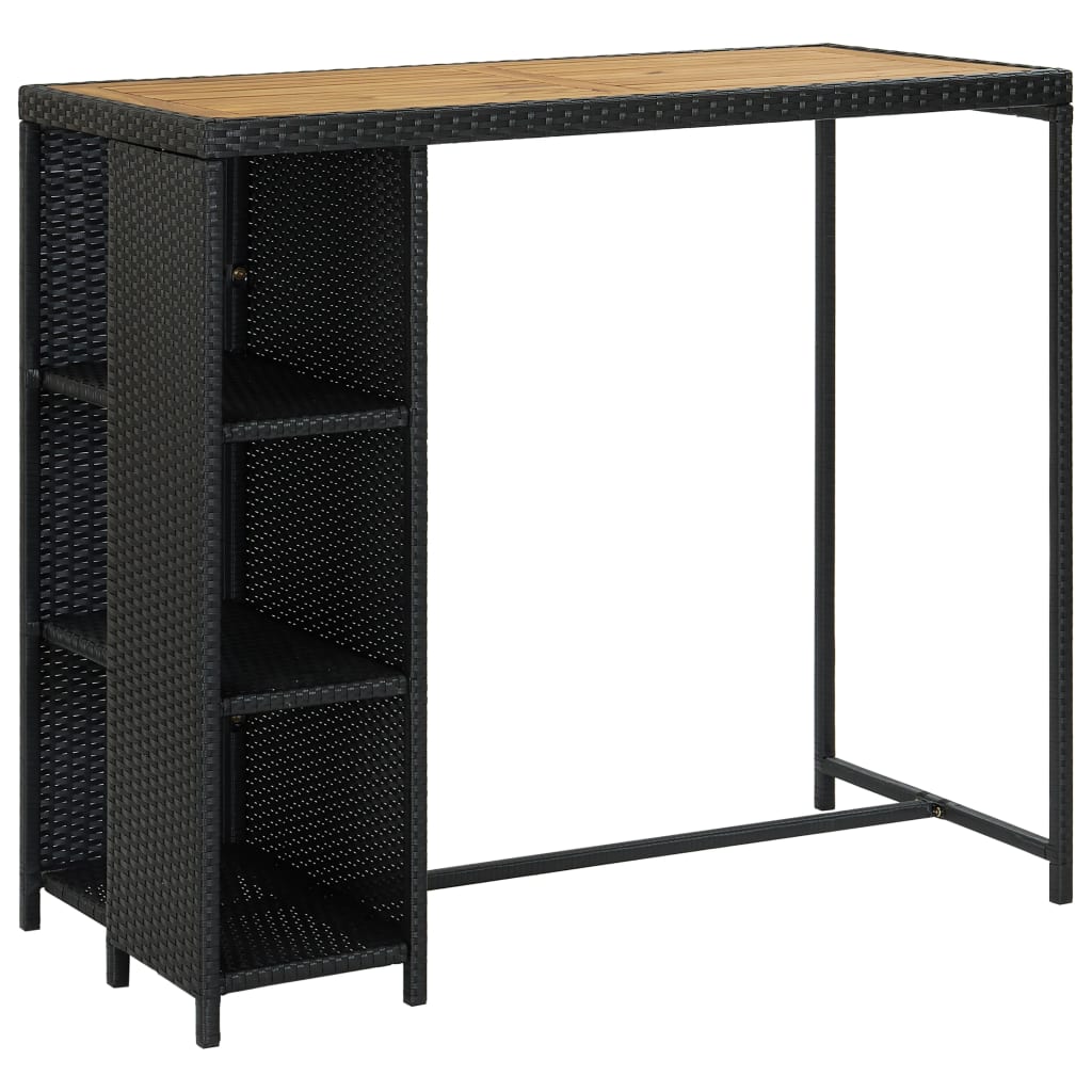 havebarsæt 5 dele med hynder polyrattan sort