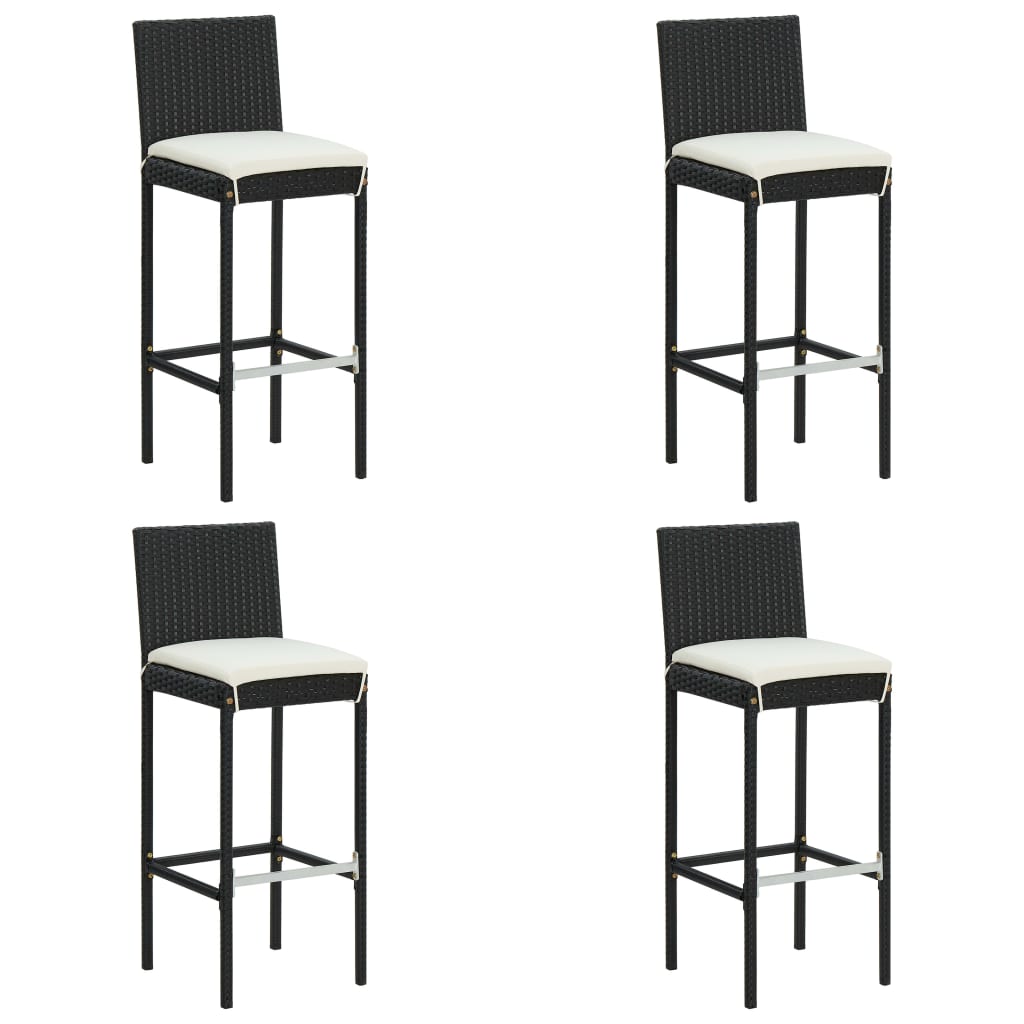 havebarsæt 5 dele med hynder polyrattan sort