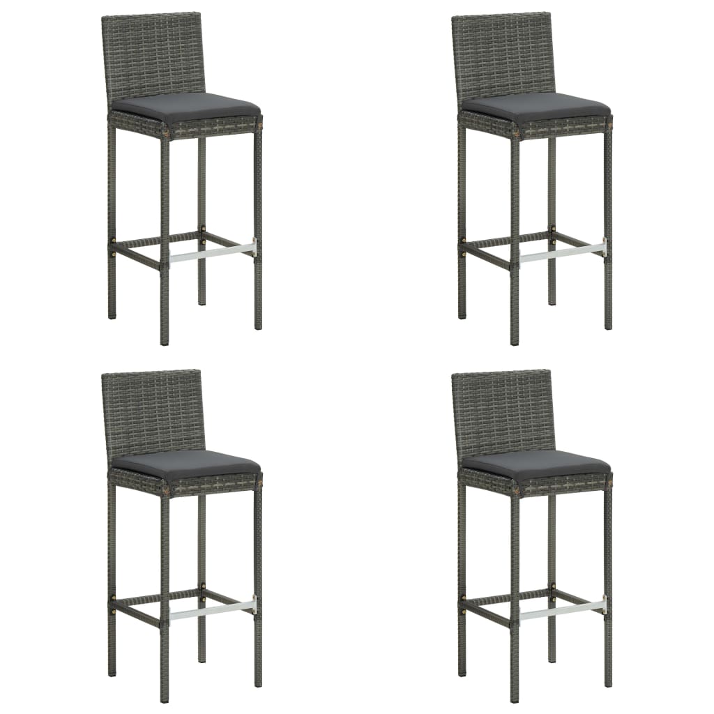 havebarsæt 5 dele med hynder polyrattan grå
