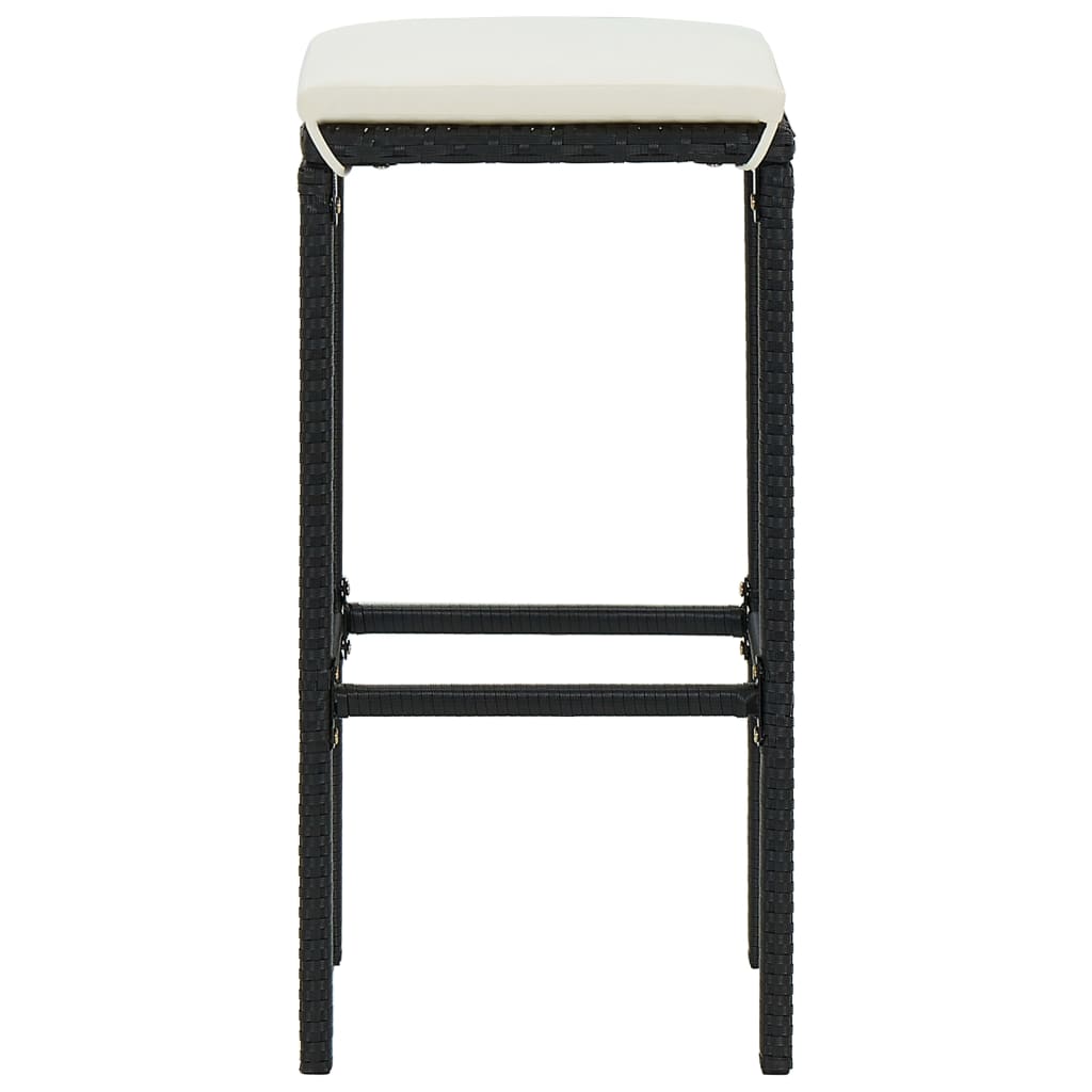 havebarsæt 4 dele med hynder polyrattan sort