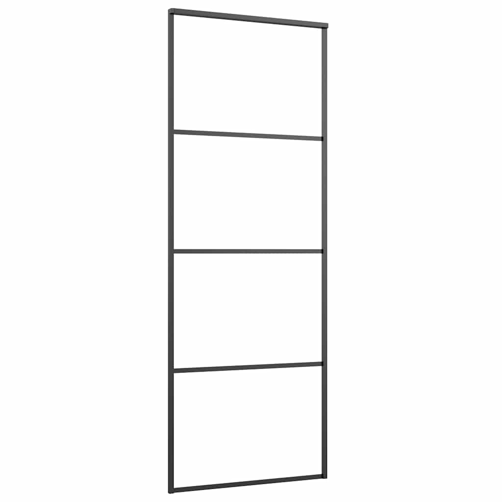 skydedør 76x205 cm aluminium og sikkerhedsglas sort