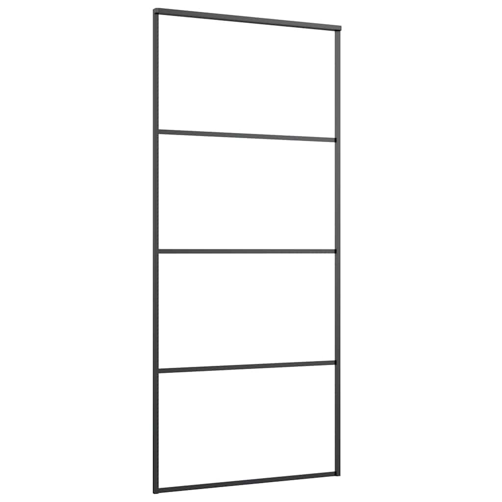 skydedør 90x205 cm sikkerhedsglas og aluminium sort