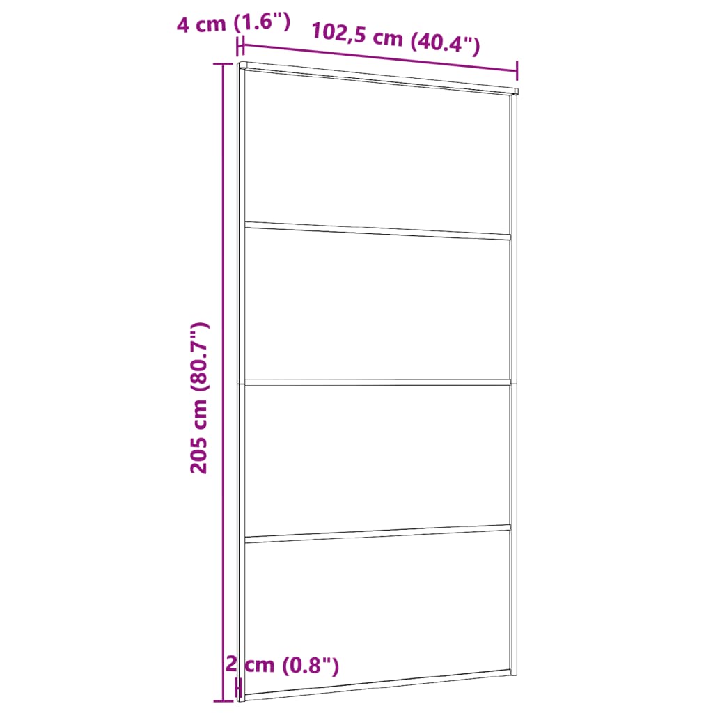 skydedør 102,5x205 cm aluminium og sikkerhedsglas sort