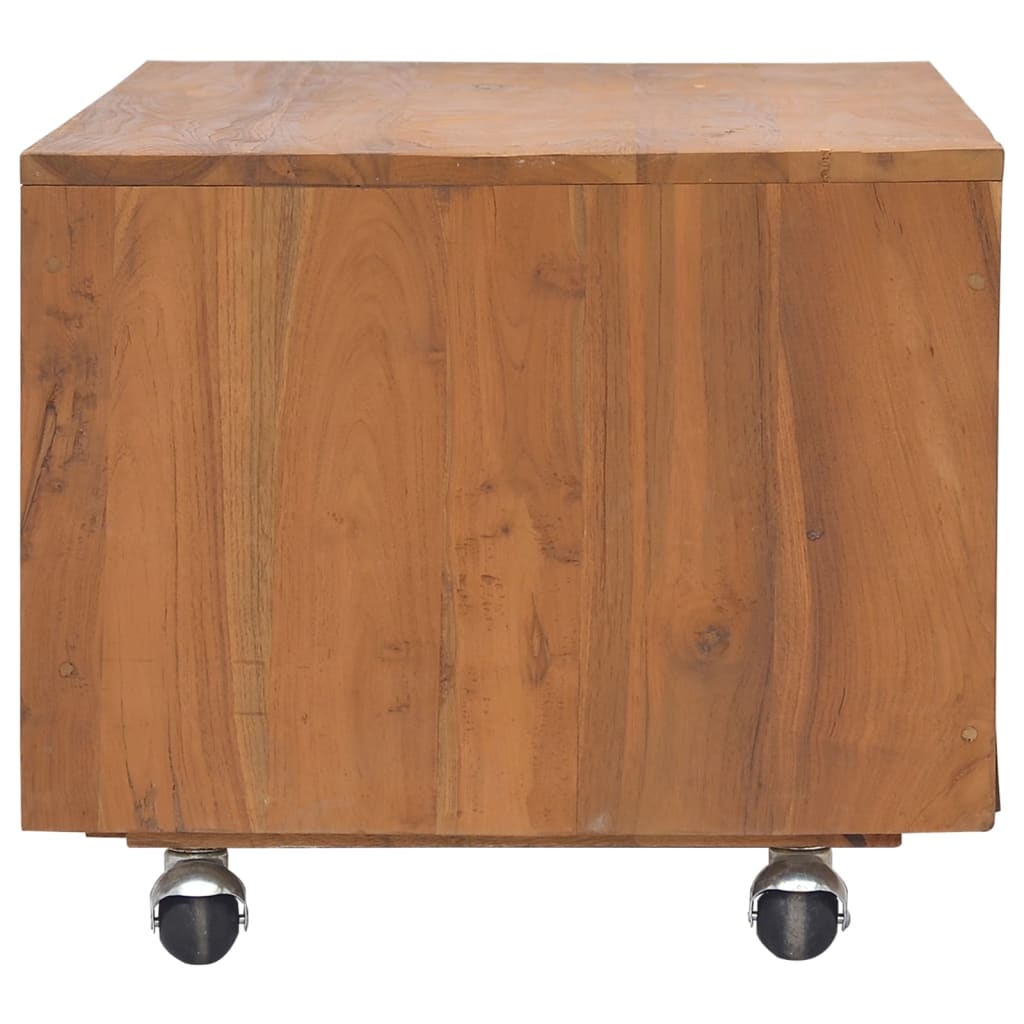tv-skab med hjul 80x50x42 cm massivt teaktræ