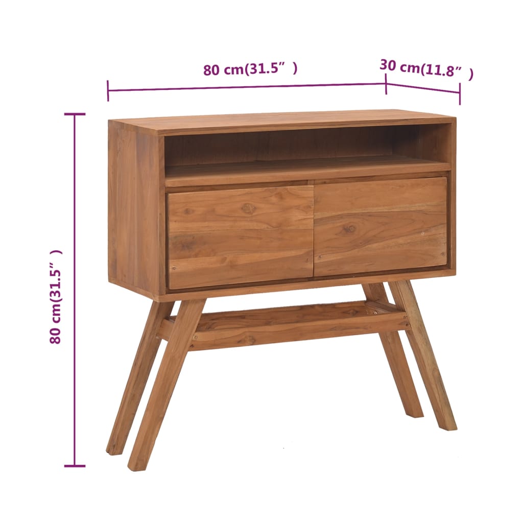 konsolbord 80x30x80 cm massivt teaktræ
