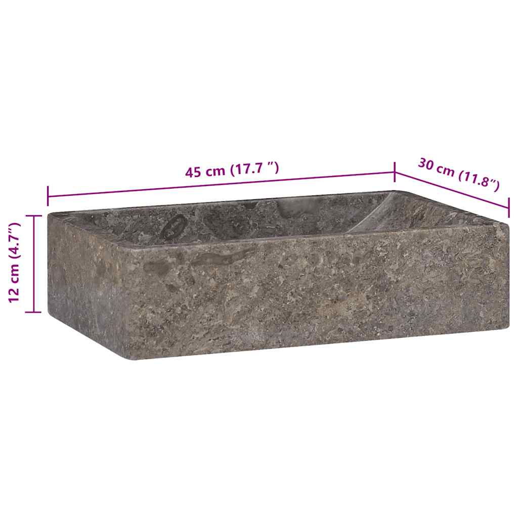 håndvask 45x30x12 cm marmor grå højglans