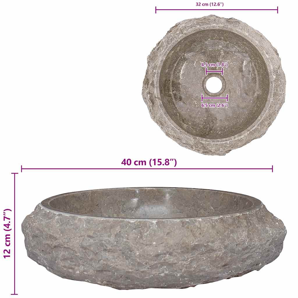 håndvask Ø40x12 cm marmor grå