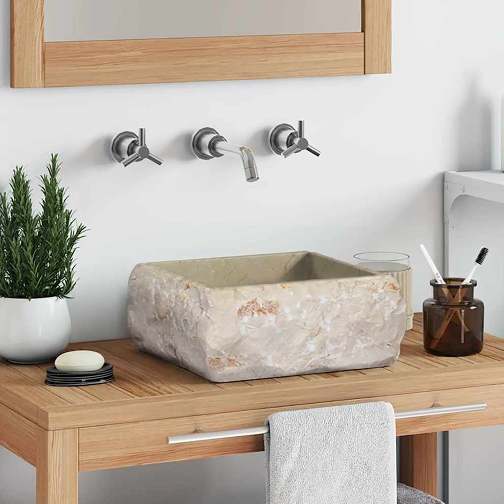 håndvask 30x30x13 cm marmor cremefarvet