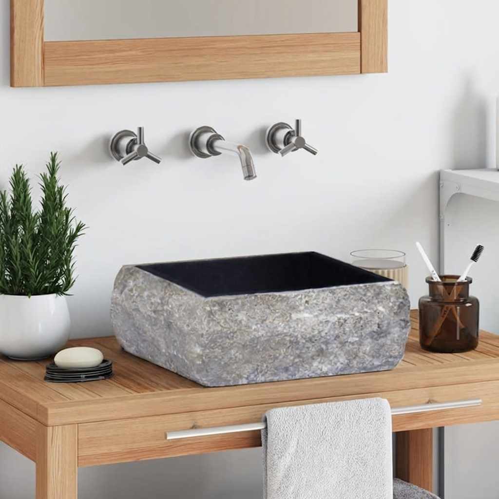 håndvask 30x30x13 cm marmor sort
