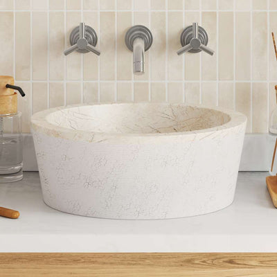 håndvask Ø40x15 cm marmor cremefarvet