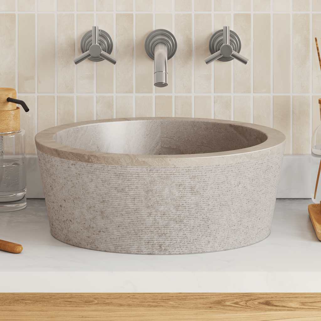håndvask Ø40x15 cm marmor grå