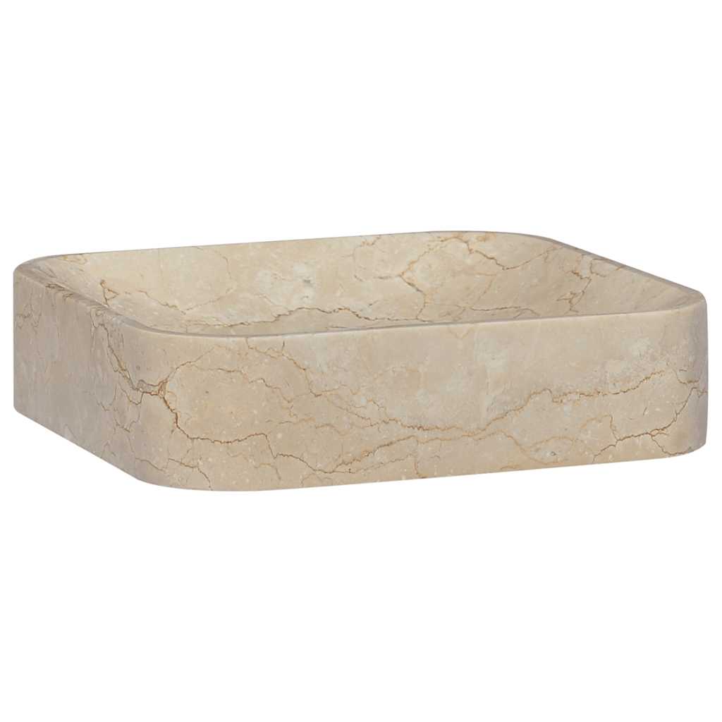 håndvask 40x40x10 cm marmor cremefarvet