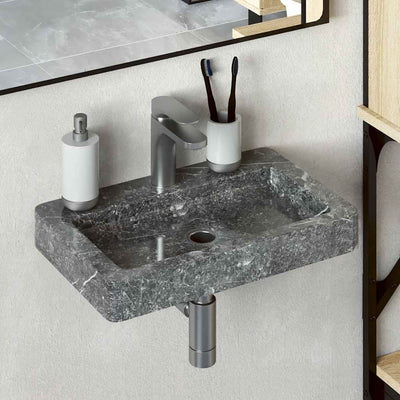 væghængt håndvask 38x24x6,5 cm marmor grå