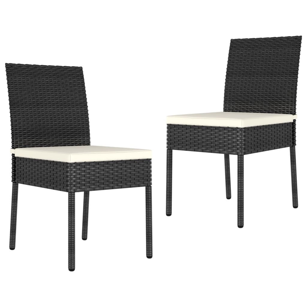 spisebordssæt til haven 3 dele polyrattan sort