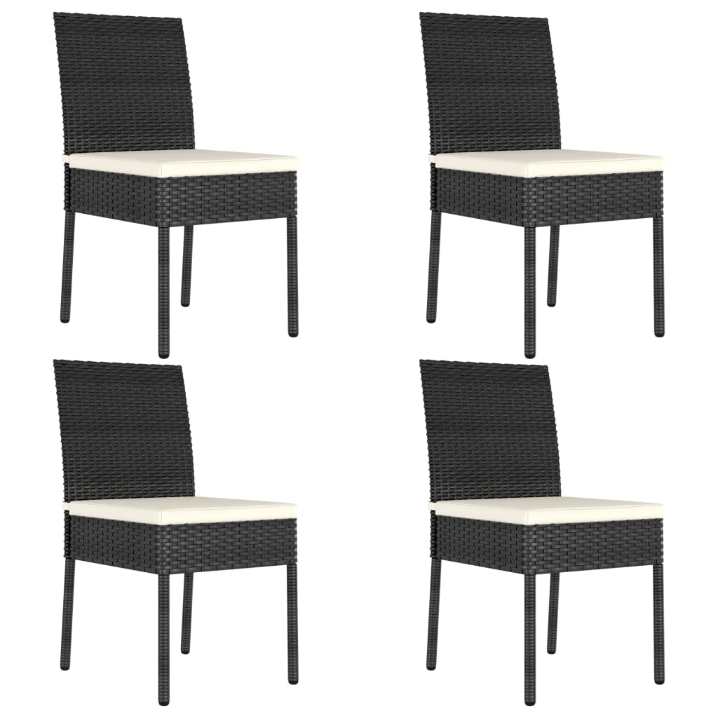 spisebordssæt til haven 5 dele polyrattan sort