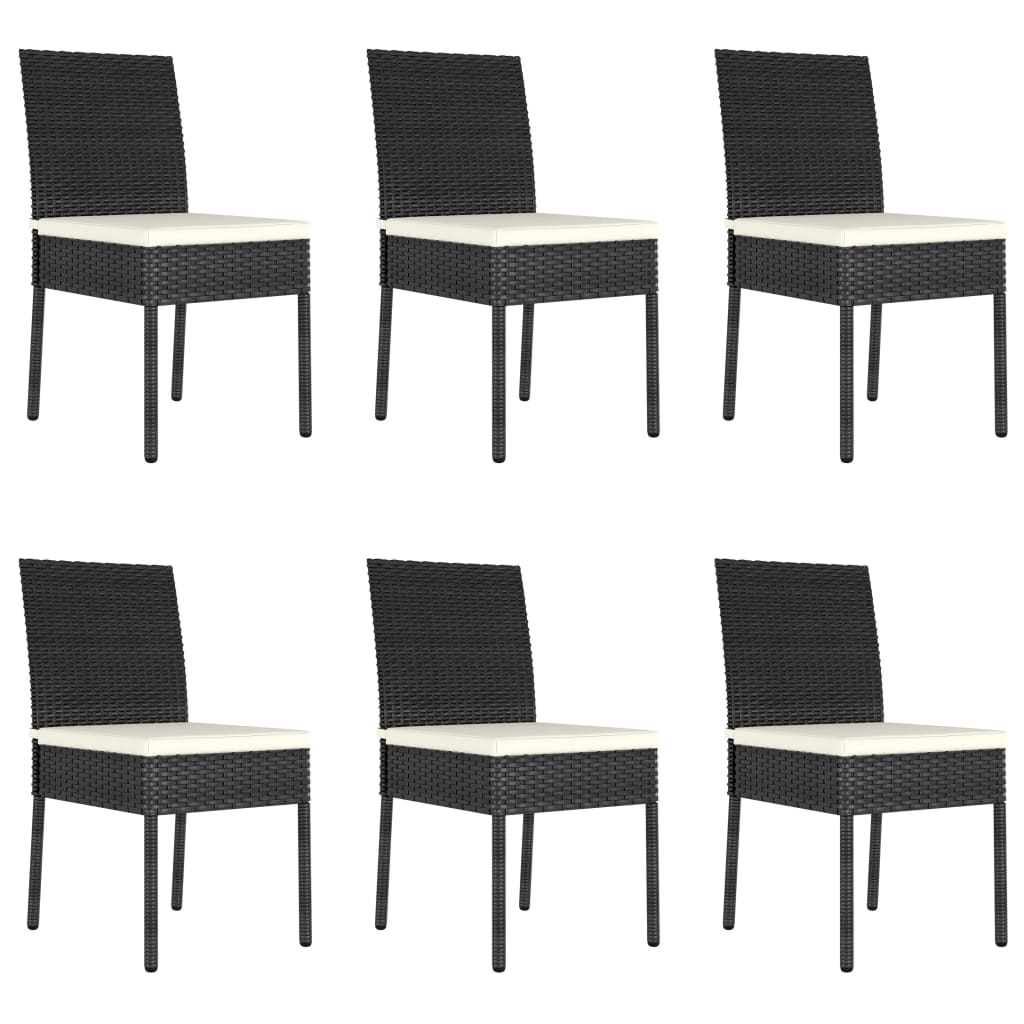 spisebordssæt til haven 7 dele polyrattan sort