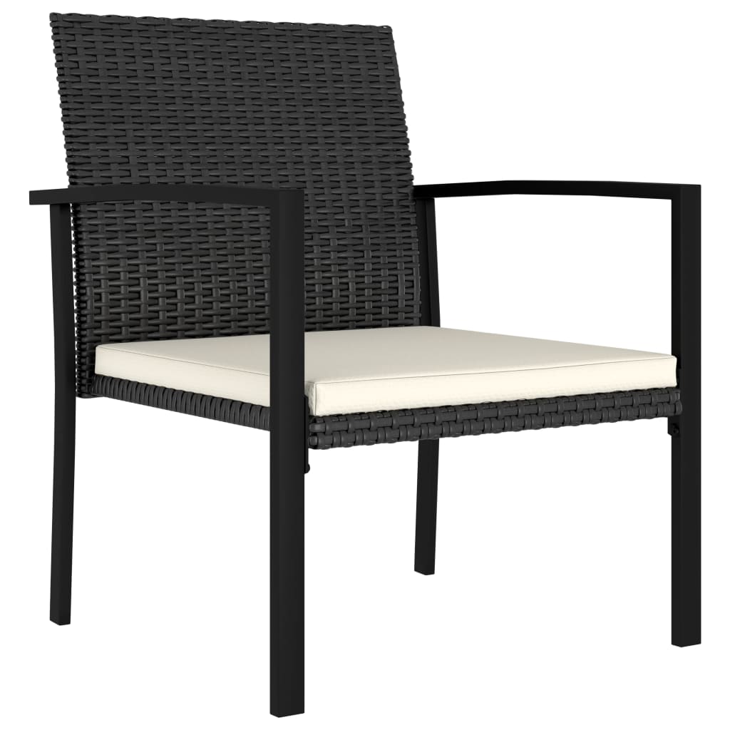 spisebordssæt til haven 3 dele polyrattan sort