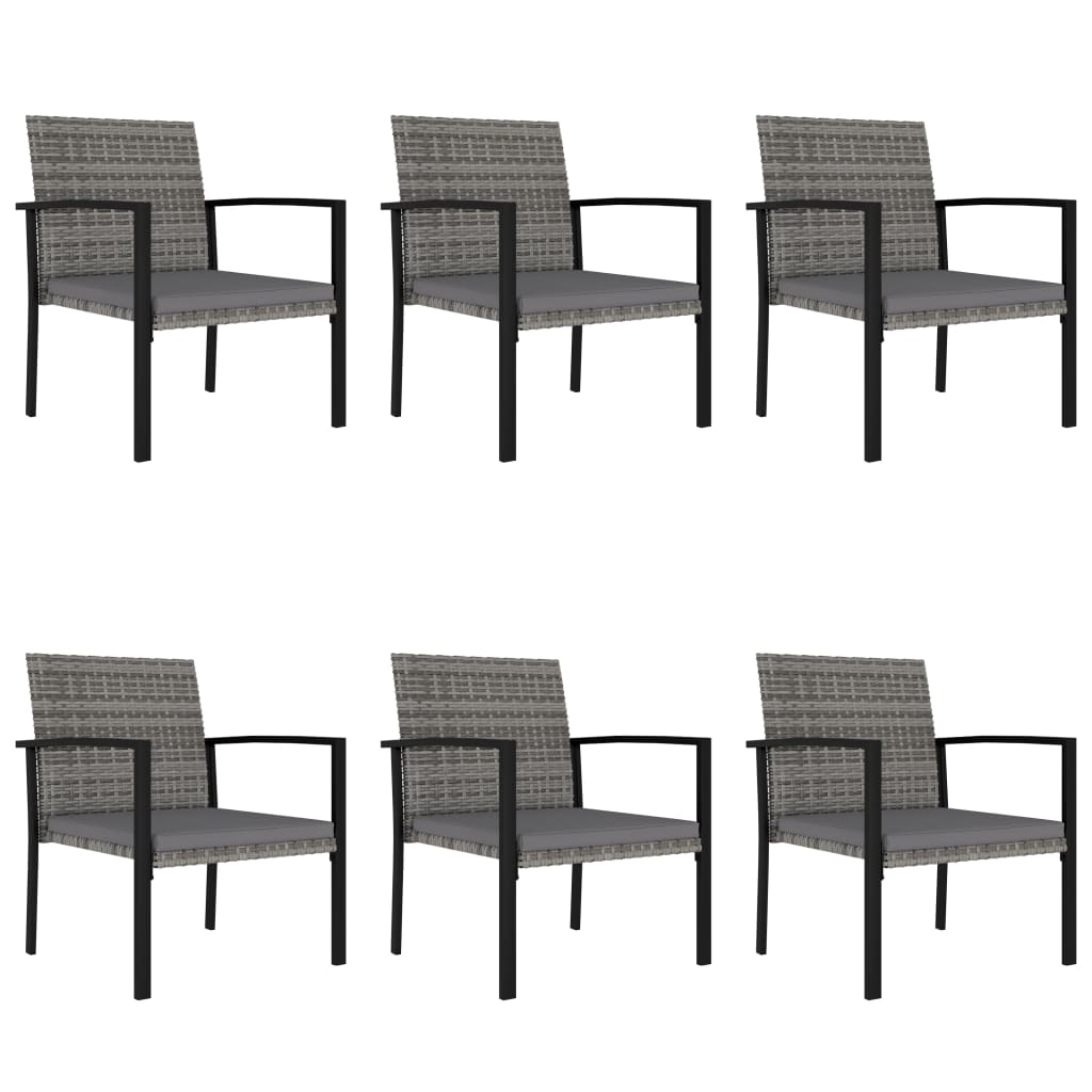 spisebordssæt til haven 7 dele polyrattan grå