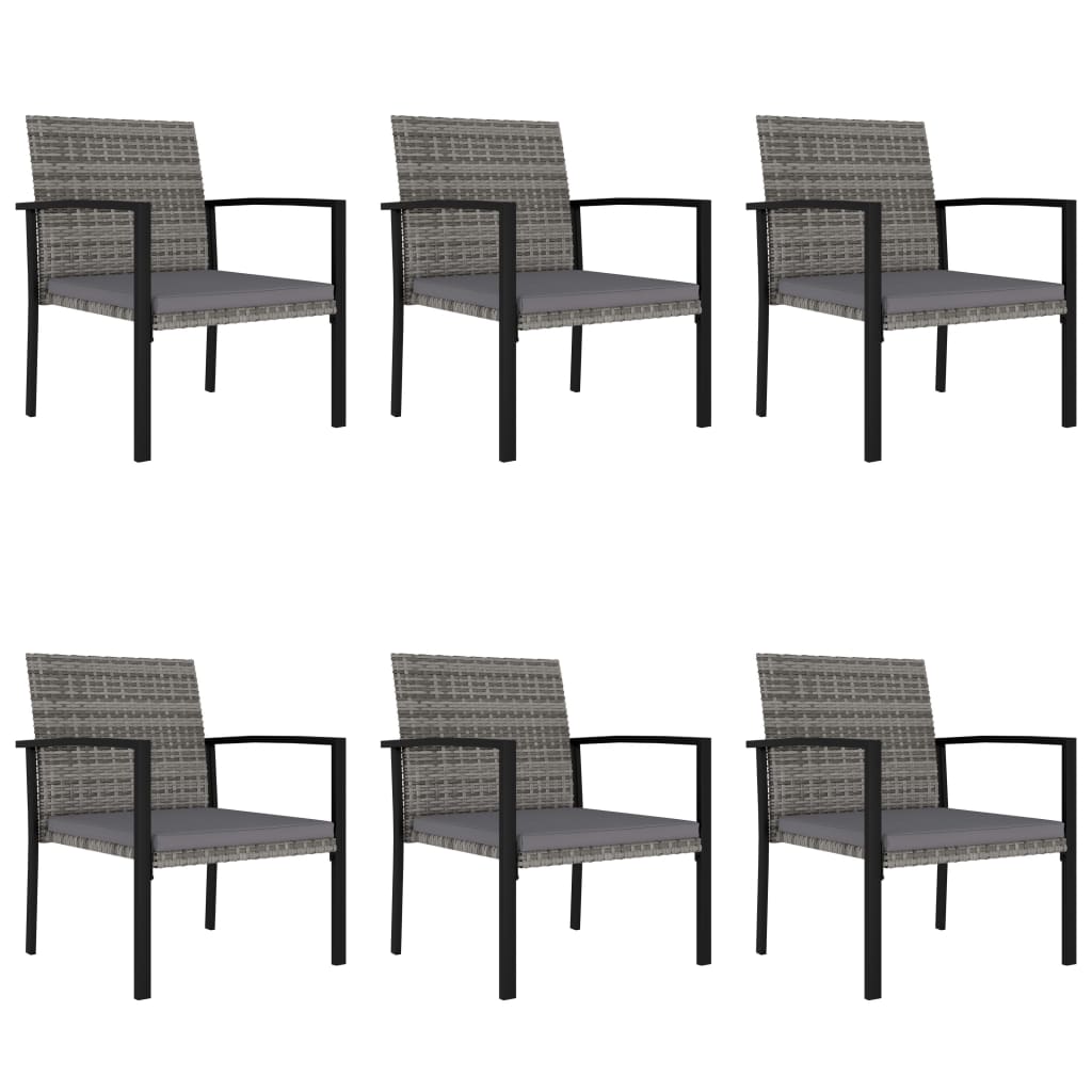 spisebordssæt til haven 7 dele polyrattan grå