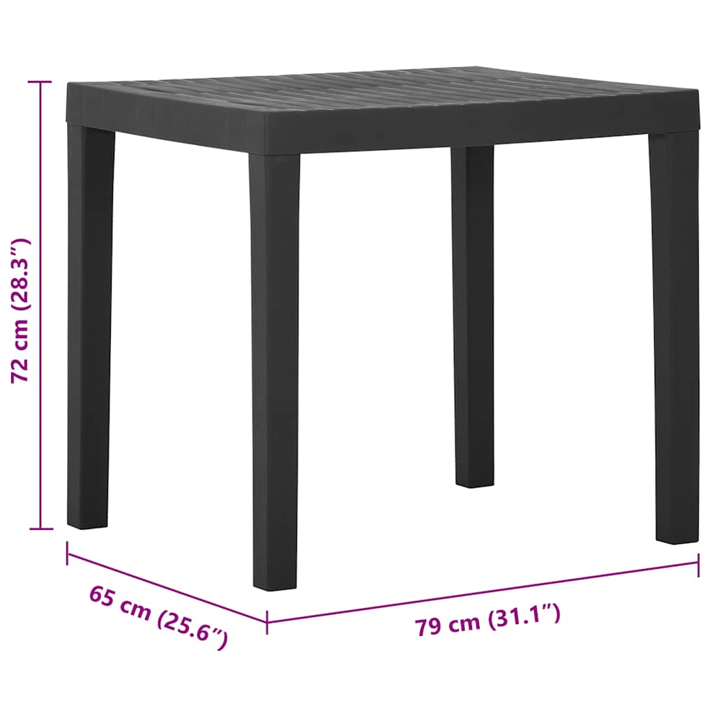 havebord 79x65x72 cm plastik grå