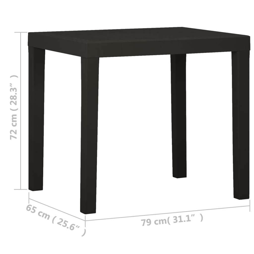 havebord 79x65x72 cm plastik antracitgrå