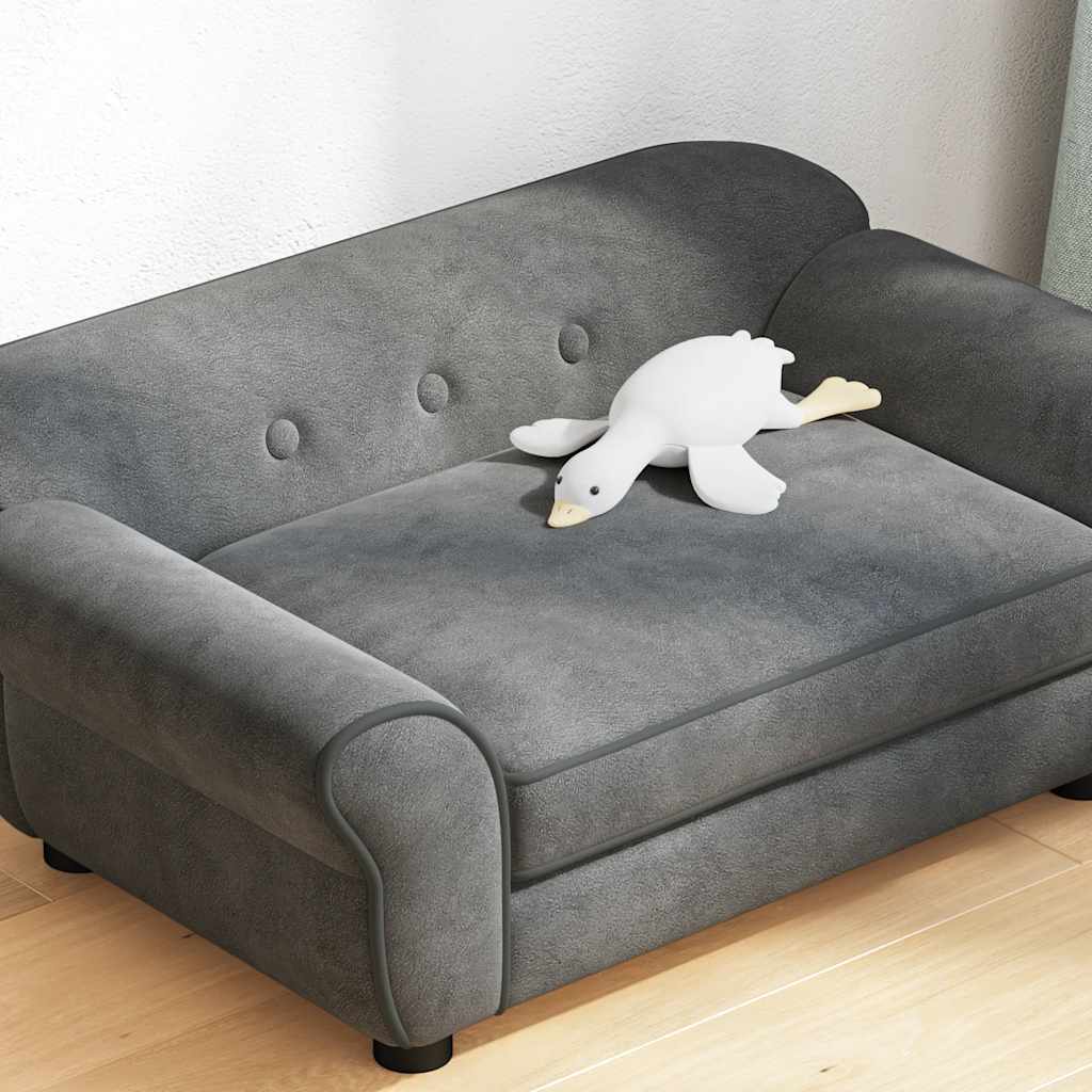 hundesofa 72x45x30 cm plys mørkegrå