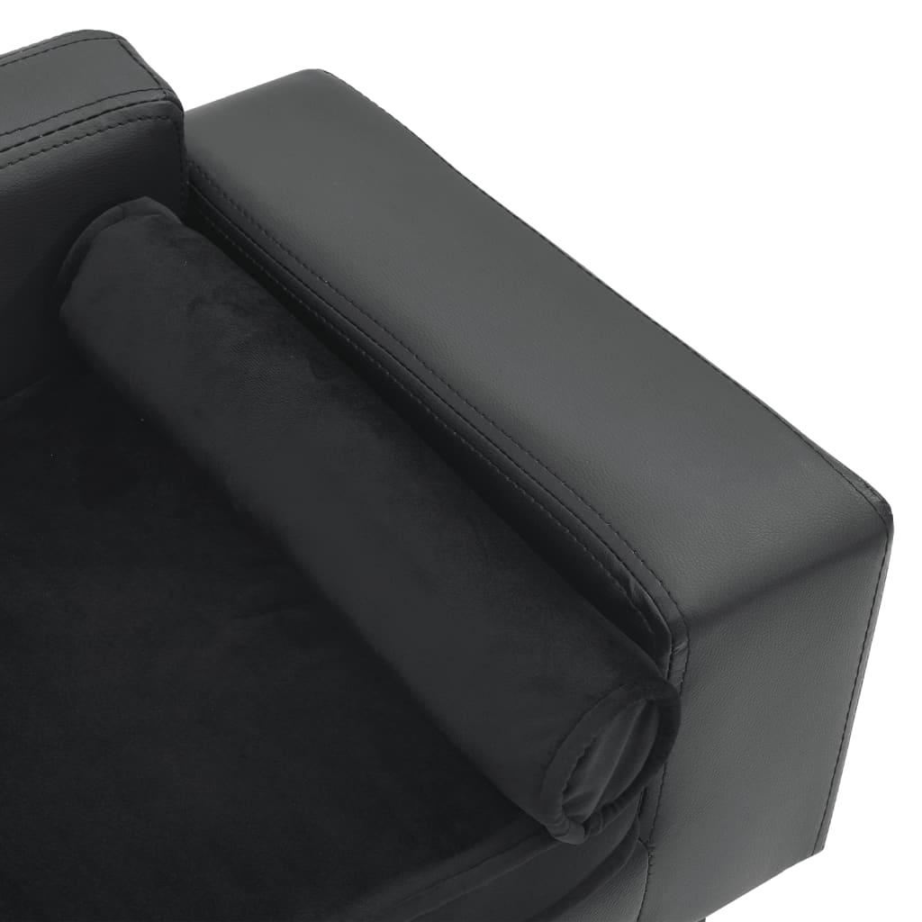hundesofa 81x43x31 cm plys og kunstlæder mørkegrå