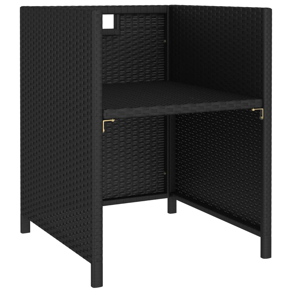 udendørs spisebordssæt 6 dele med hynder polyrattan sort