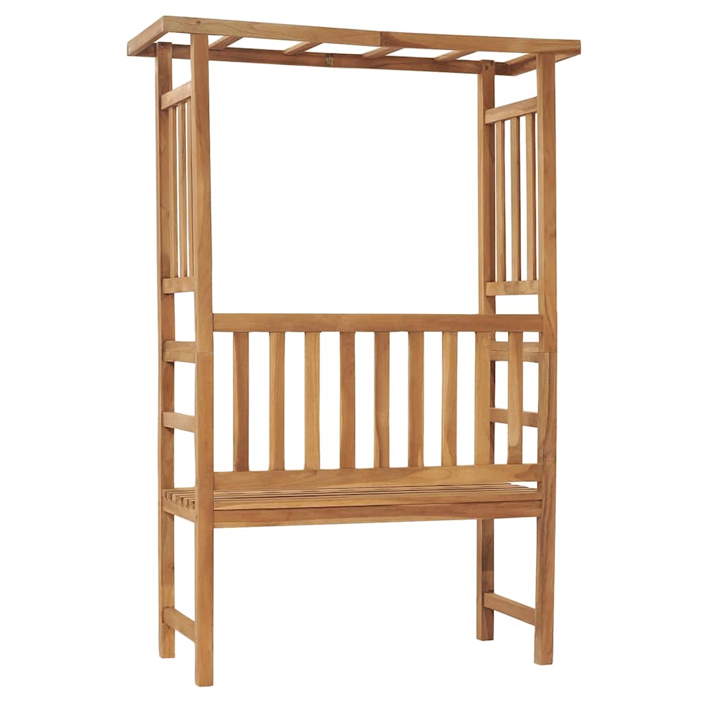 havebænk med pergola 115 cm massivt teaktræ