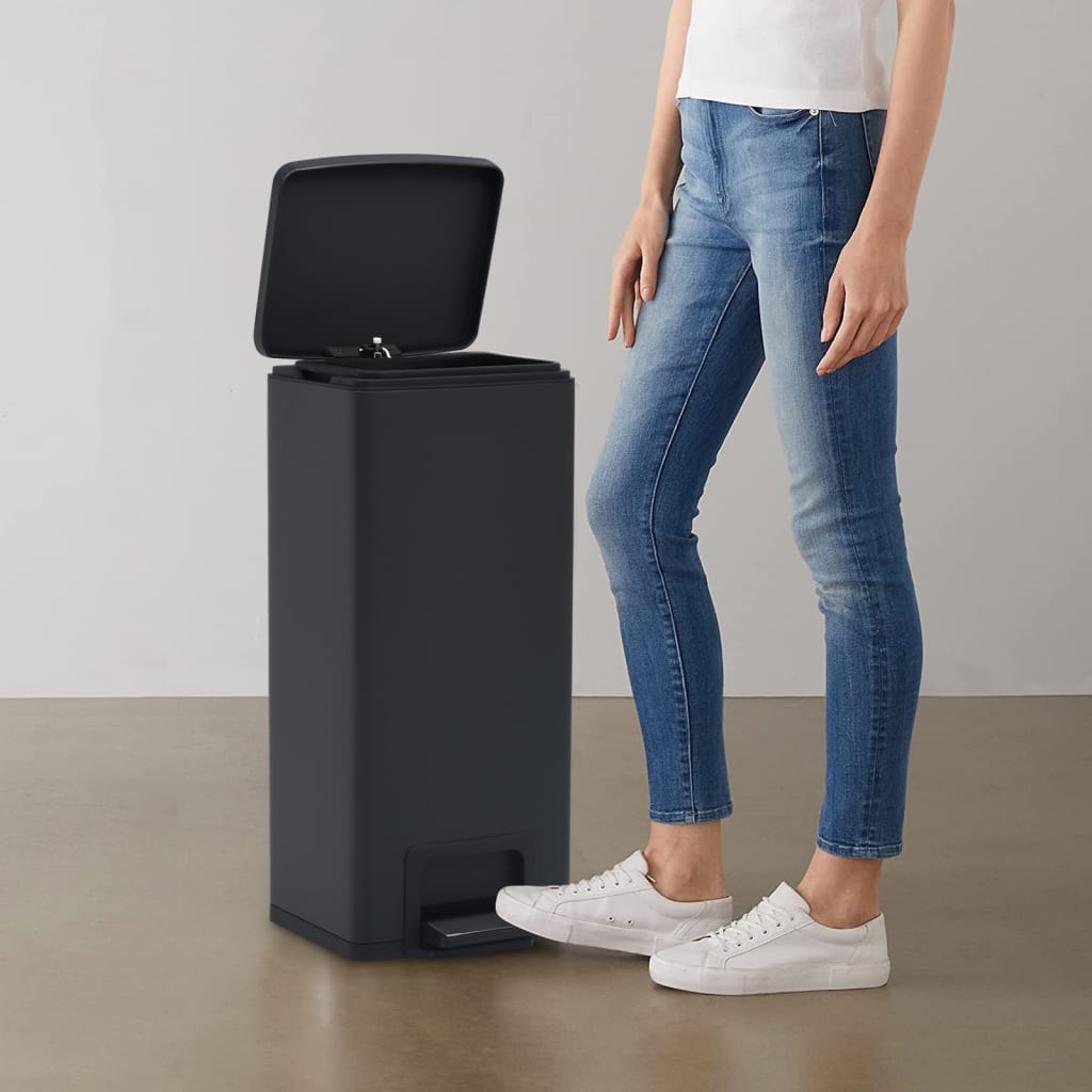 pedalspand fingeraftryksafvisende 30 l rustfrit stål sort