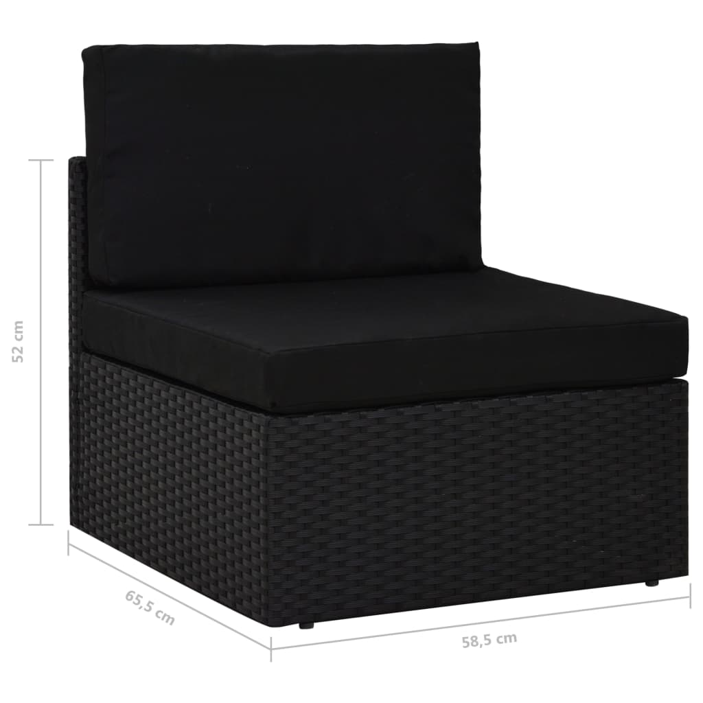 loungesæt til haven 9 dele med hynder polyrattan sort