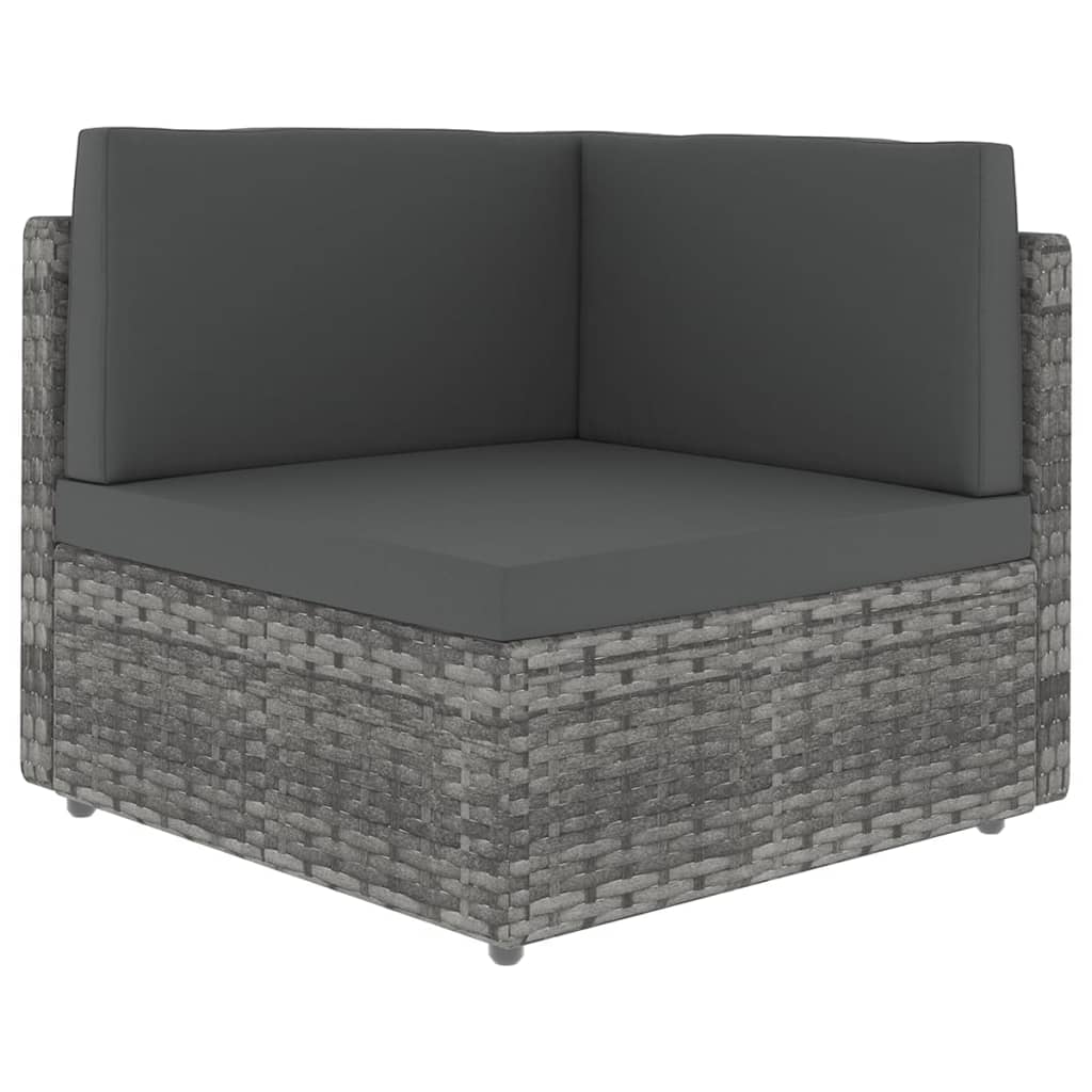 loungesæt til haven 5 dele med hynder polyrattan grå