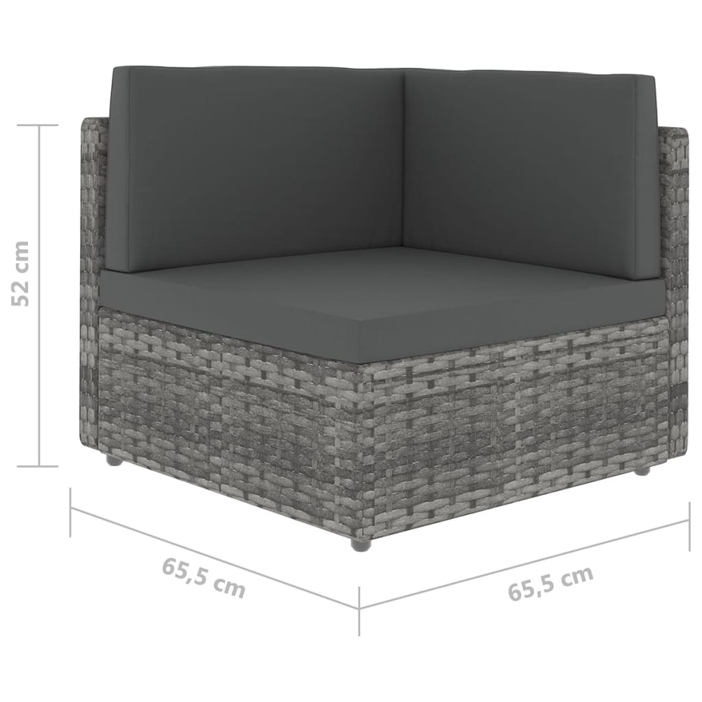 loungesæt til haven 5 dele med hynder polyrattan grå