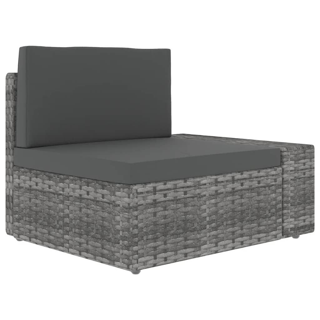 loungesæt til haven 5 dele med hynder polyrattan grå